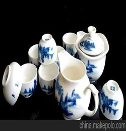 青花瓷山水人家 釉中彩茶具批发 厂家直销 陶瓷工艺品 陶瓷工艺品